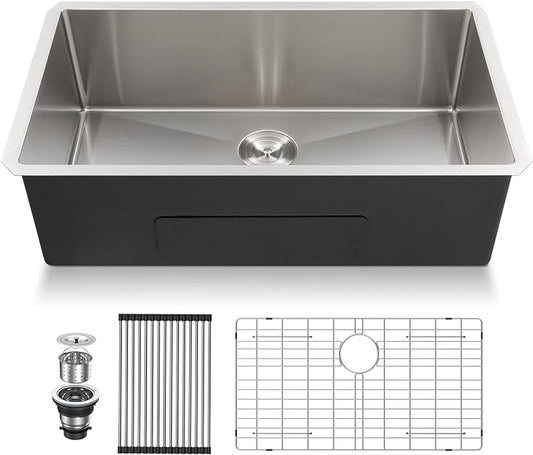 Lordear 36 inch Undermount Kitchen Sink 16 Gauge Large Stainless Steel Single Bowl Under Counter Kitchen Sinks Deep Basin 36x19x10 Inch Handmade