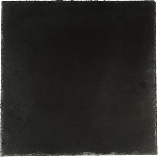 Restaurantware Slate Serving Tray 1 Pack of 12 x 12" Foam Feet Charcuterie Stone Plate Rustic Edges Freezable Black Square Serving Display Cheese Board for Kitchen, Gourmet, Dining, Parties