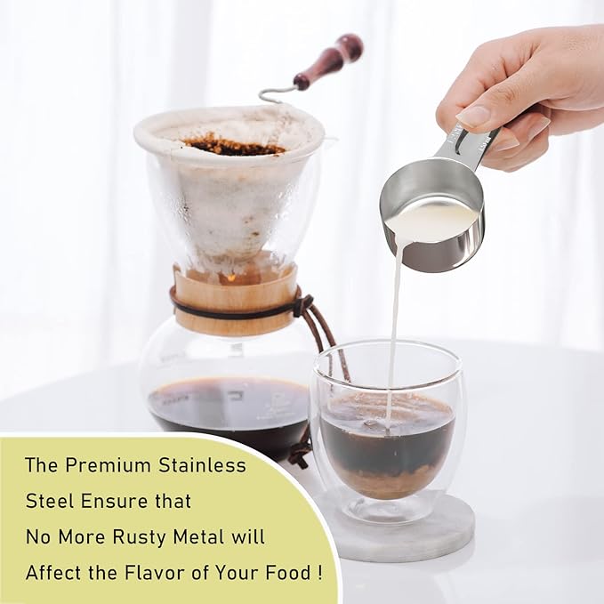 1PCS 1/2Cup (120ml, 4oz) Single Measuring Cup, Stainless Steel Measure Scoop, Metric and US Measurement, Dishwasher Safe