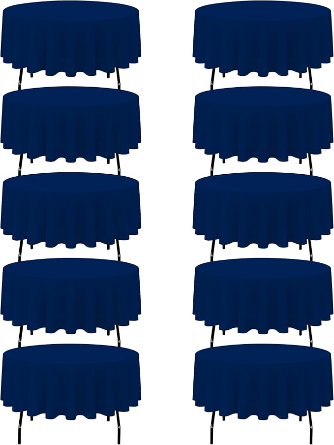 BRILLMAX 10 Pack Navy Blue Round Tablecloths 90 Inch - Circle Bulk Linen Polyester Fabric Washable Table Cloth Cover for Wedding Reception Banquet Birthday Party Buffet Restaurant