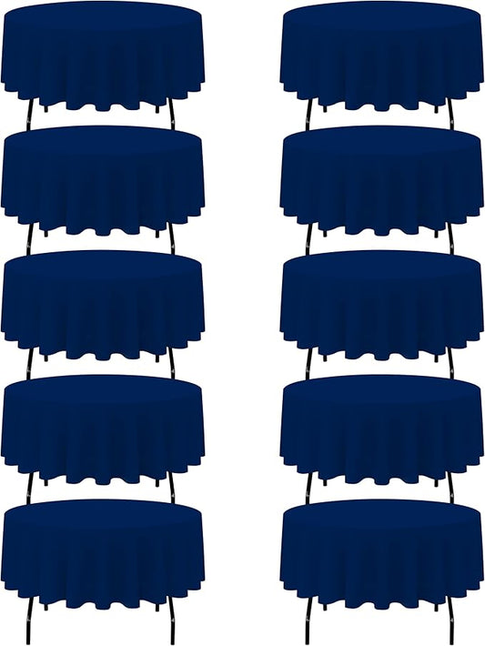 BRILLMAX 10 Pack Navy Blue Round Tablecloths 90 Inch - Circle Bulk Linen Polyester Fabric Washable Table Cloth Cover for Wedding Reception Banquet Birthday Party Buffet Restaurant