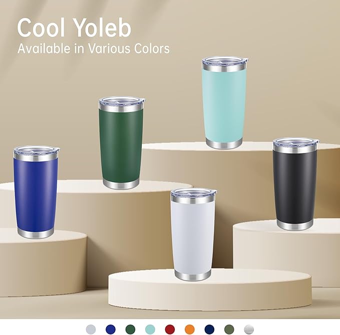 20 oz Tumblers Bulk Stainless Steel Tumbler with Lid Double Wall Vacuum Insulated Coffee Mug 20oz Powder Coated Cup for Hot and Cold Drinks, Mix Color, 12 pack