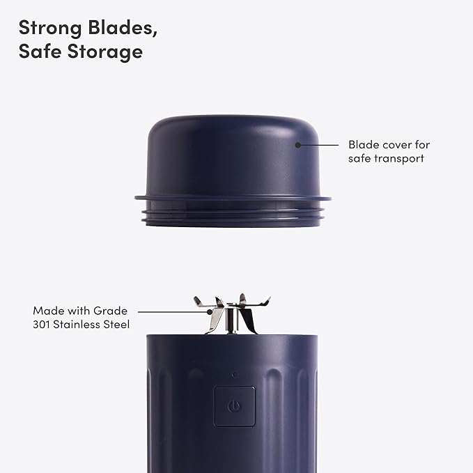 Beast GO Cordless, Premium Portable Blender for Shakes & Smoothies, 22oz Blending Vessel, Blends Ice & Frozen Fruit, Rechargeable USB-C Battery, Drinking Lid and Straw System (Navy)