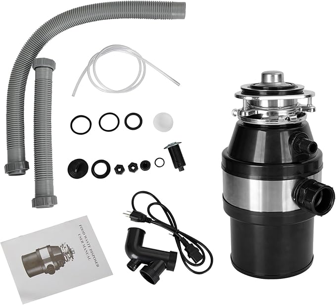 Topteng Garbage Disposal 3/4 HP 2800 RPM Under Sink Kitchen Food Waste Disposer w/Plug