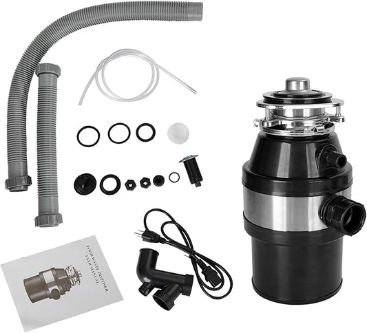 Topteng Garbage Disposal 3/4 HP 2800 RPM Under Sink Kitchen Food Waste Disposer w/Plug