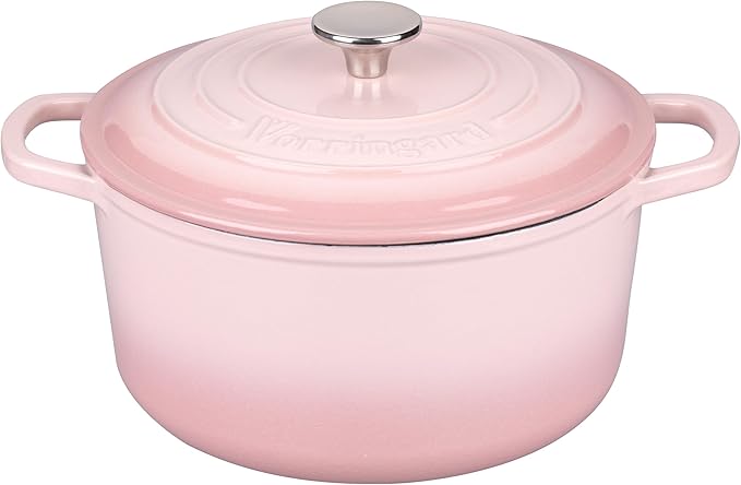 Enameled Cast Iron Dutch Oven Pot with Lid, for Sourdough Bread Baking, Round Dutch Ovens, 4.5 Quart, Pink