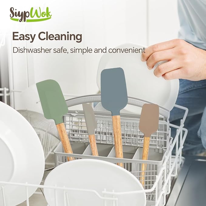 Silicone Spatula Set, Food Grade Rubber Spatula-4 Piece Nonstick Rubber Spatulas, Spoonula, Jar Scraper for Cooking, Baking, Mixing, Frosting - Heat Resistant Up to 600°F (Spatulas-Colorful)