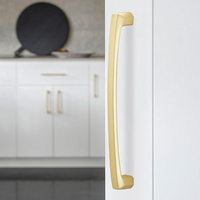 6 Pack 7-1/2 Inch(192mm) Kitchen Cabinet Handles Brushed Brass Cabinet Pulls Zinc Alloy Drawer Pulls Solid Kitchen Hardware