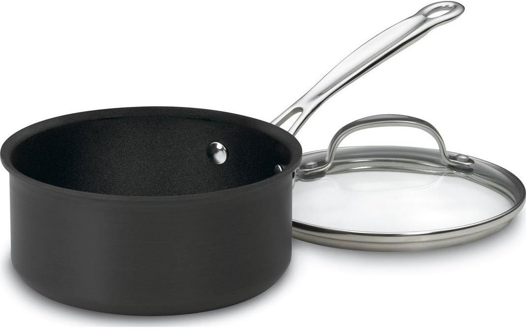 Cuisinart Chef's Classic Nonstick Hard-Anodized 1.5-Quart Saucepan with Lid, Black