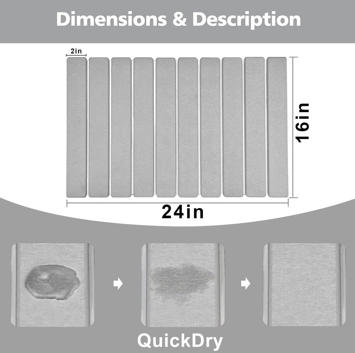 Stone Dish Drying Mats for Kitchen Counter,24×16 IN,Foldable Dish Drying Mat,Equipped Dish Rack，Strong Water Absorption，Diatomaceous Earth Material，Suitable for Plates,Cups and Any Kitchen Utensils