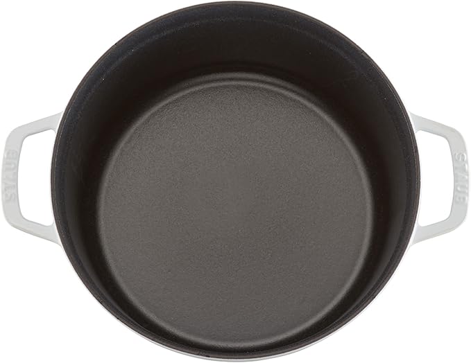STAUB Cast Iron Dutch Oven 5.5-qt Round Cocotte, Made in France, Serves 5-6, White