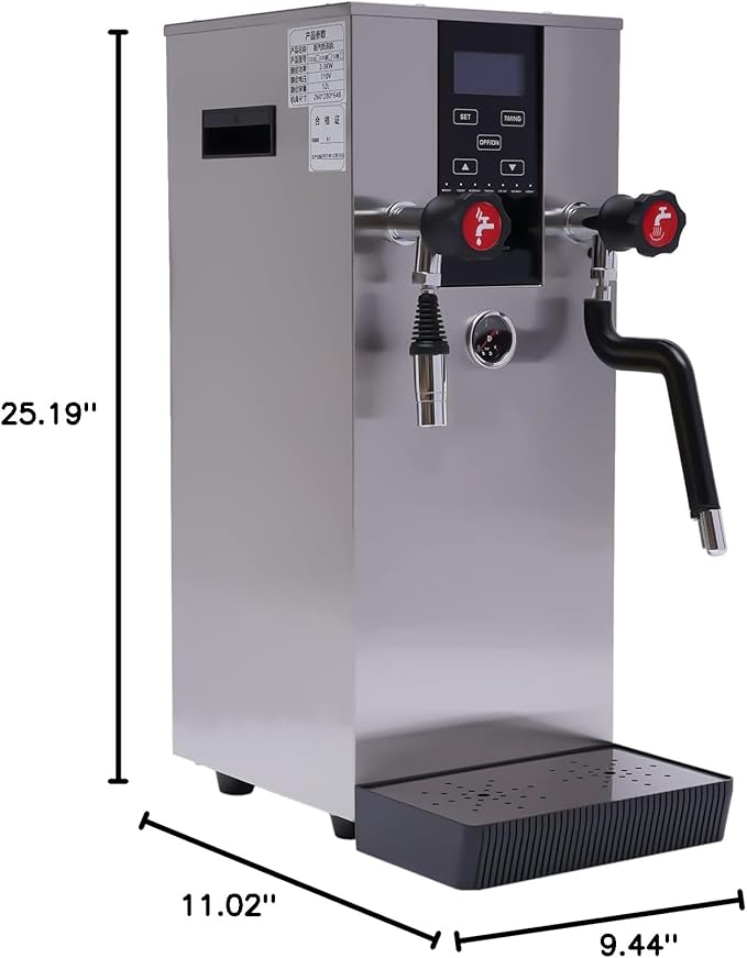 Commercial Coffee Maker, 110v 2500w Electric Coffee Milk Foam Maker Stainless Steel Espresso Coffee Boiling Water Machine with LCD Display for Bakery, Tea Restaurant, Coffee Shop