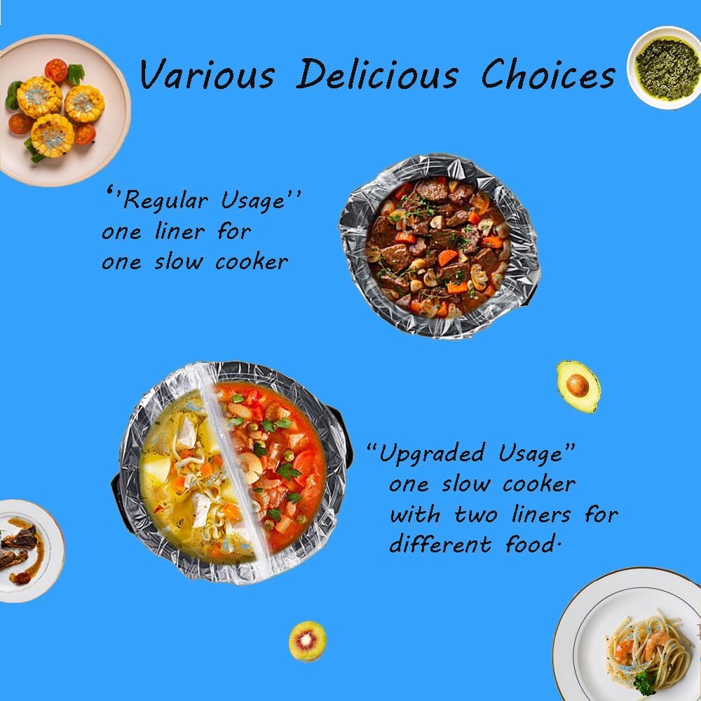 40×Slow Cooker Liners, Large pot Liner Disposable Cooking Bags, Fit 3QT to 8QT for Slow Cooker, pot, Suitable for Oval & Round Pots 13"x 21" /Bag