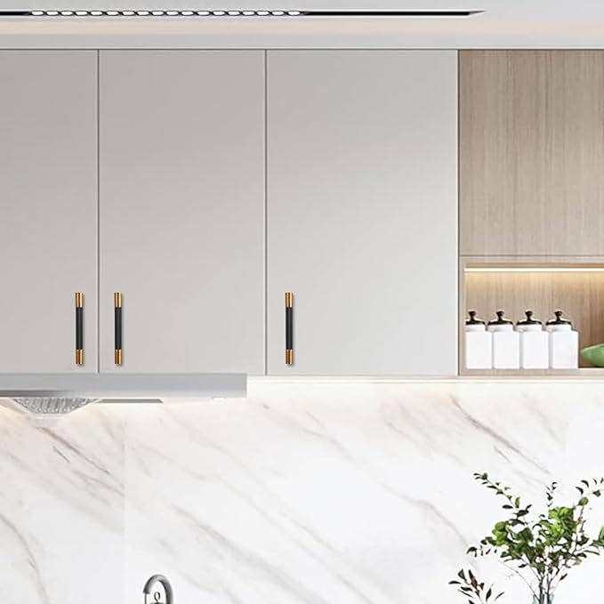 10 Pack 3-3/4 inch(96mm) Black and Antique Brass Kitchen Cabinet Handles Knurled Cabinet Pulls Black Drawer Pulls