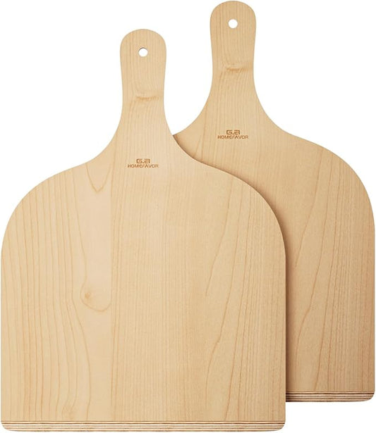 G.a HOMEFAVOR 2 Pack Wooden Pizza Peel - Pizza Paddle Spatula 12 inch with Wood Handle, Oven Accessory for Pizza Making, Large Cutting Board for Transferring Pizza