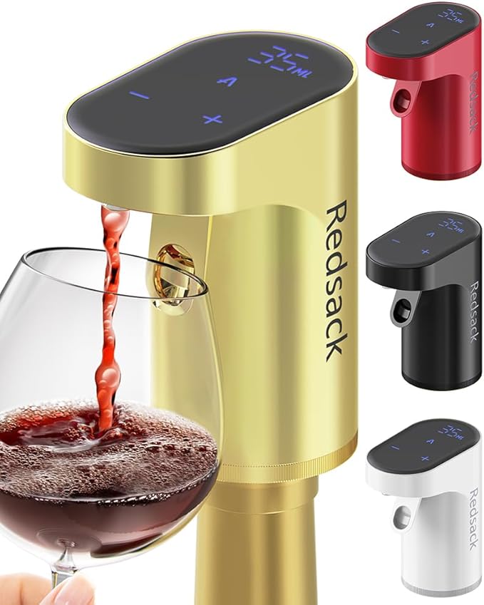 Smart Digital Wine Dispenser & Electric Aerator with Auto Stop, 1-999ML Quantitative Pour & Hands-Free Sensor for Wine, Whiskey, Spirits - Ideal Gift for Men, Dad, Him, Wine Enthusiasts (Gold)