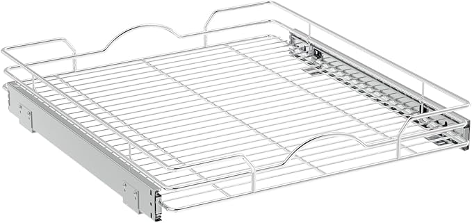 OCG Pull Out Cabinet Organizer (18" W x 21" D), Pull out Drawers, Cabinet Pull Out Shelves for Base Cabinet Organization in Kitchen Bathroom Pantry, Bottom Mount, Chrome Finish