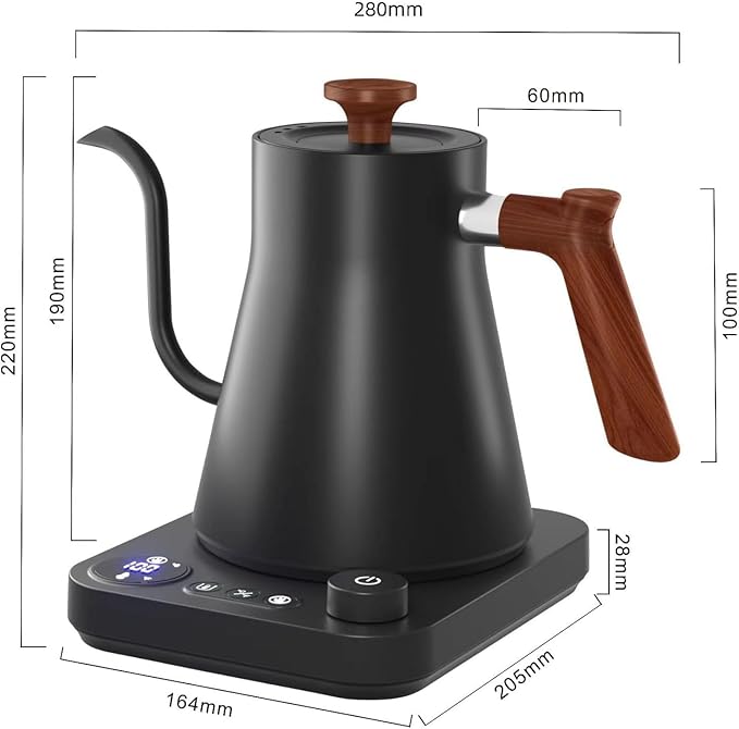 Gooseneck electric kettle,Auto Boil Detection, with Variable Temperature Control, Stainless Steel Inner, Ultra-Quiet 304 Stainless Steel,1200W Quick Heating, for Coffee, Tea & Milk, 0.9L (Beige）