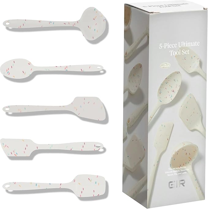 GIR: Get It Right 5 Piece Silicone Kitchen Utensils Set - Ladle, Spatula, Flip, Spoon & Spoonula - Non-Toxic Cooking Utensils for Nonstick Cookware, Cooking and Baking - Sprinkles