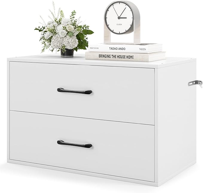 Giantex Stackable 2-Drawer Dressers for Bedroom - Short Dresser Two Drawer Storage Cabinet w/Handles & Anti-Topping Device, Small Dresser Chest of 2 Drawers for Closet Bedroom (1, White)