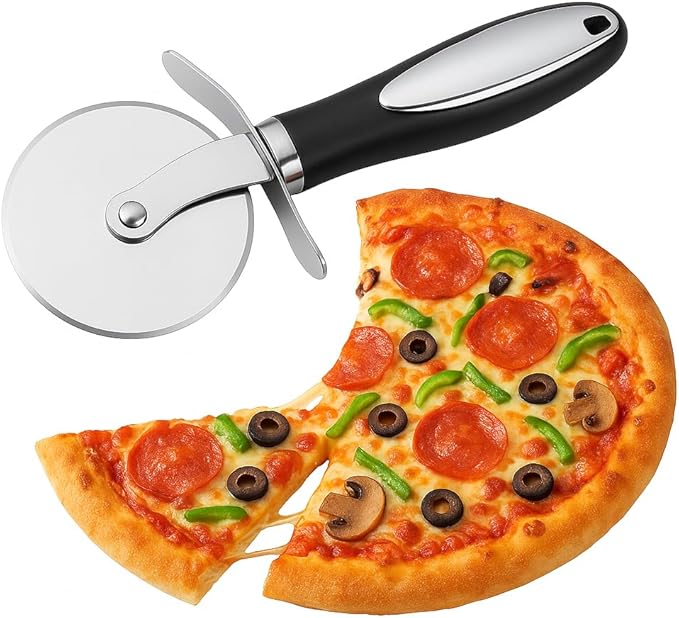 Premium Stainless Steel Pizza Cutter Wheel with Ergonomic Handle – Sharp Blade for Effortless Slicing of Pizza, Dough, Pie, and More – Dishwasher Safe