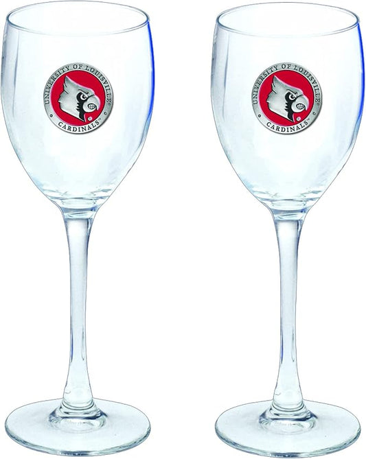 Heritage Pewter Louisville Cardinals Glass Goblets – Set of 2 | 12 OZ Goblet Wine Glasses | Expertly Crafted Pewter Glass