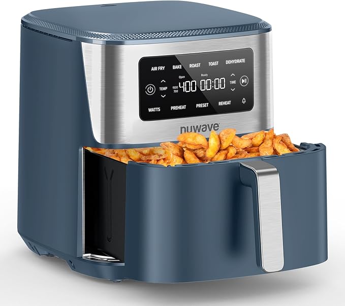 Nuwave Brio Plus 6-in-1 Air Fryer, 7-Qt Large Capacity, 50°F–400°F Precise Temp Control, Non-Toxic PFAS-Free Nonstick, Air Fry, Bake, Roast, Toast, Dehydrate, Reheat, 100 Presets, Dishwasher Safe