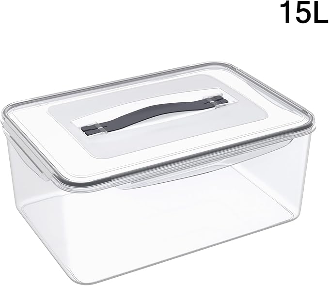 6 Pack 15 L/63Cup Large Airtight Food Storage Containers with lid, Plastic Kitchen Fridge Pantry Organizers for Bread, Pet Food, Dry Food, Proof Dough, BPA Free