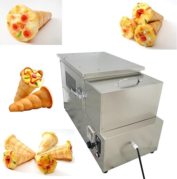 Commercial Rotational Pizza Cone Oven Stainless Steel Electric Pizza Cone Baking Machine with 12pcs Pizza Cone Bases Can be Used with Pizza Cone Making Machine 110V 2000W