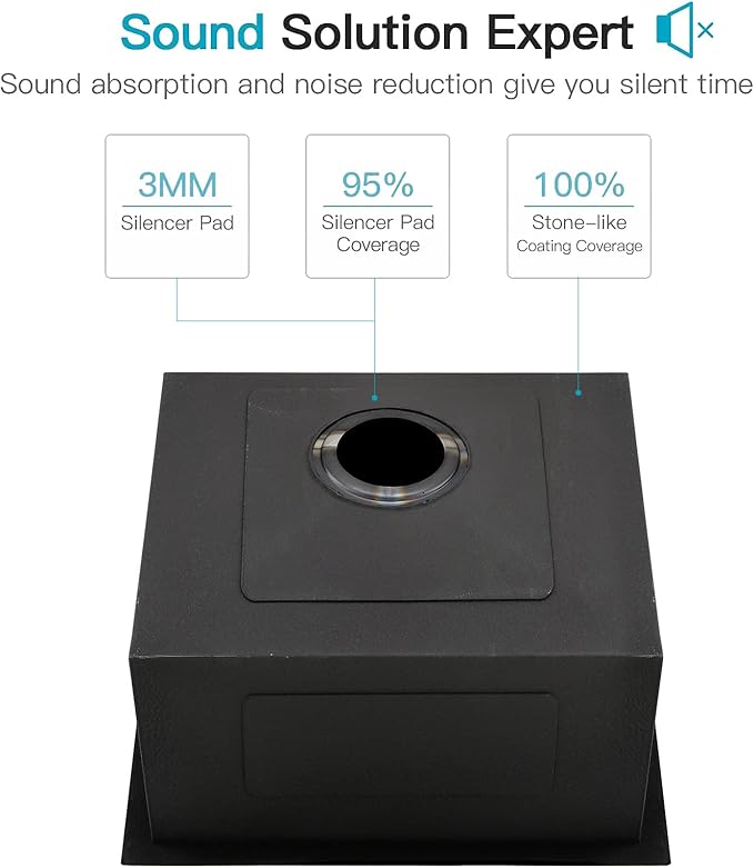 18 Black Drop In Kitchen Bar Sink, ZDHHT 18 x 18 x 10 Inches 16 Gauge T304 Black Stainless Steel Topmount Small Kitchen Sink Bar Prep Square Island Sink