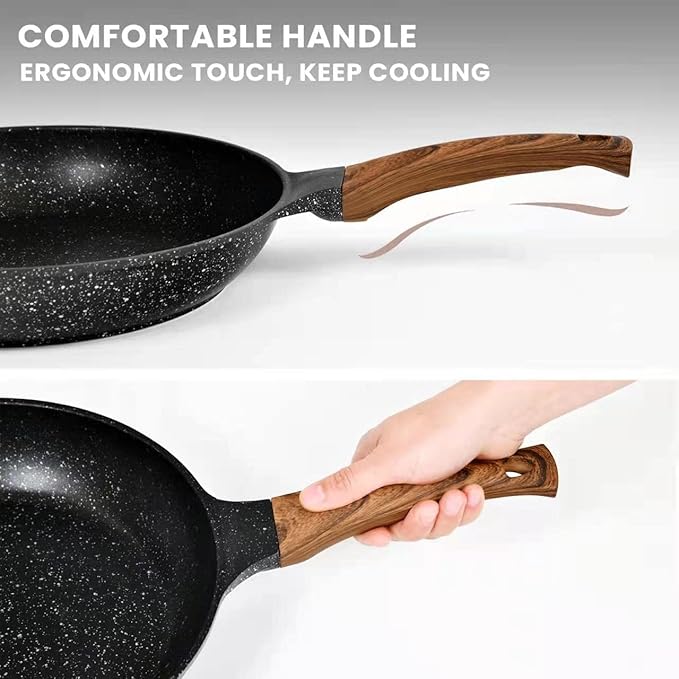 Nonstick Frying Pan Set, No Stick PFOA-Free Granite Coating Non Stick Skillets Chef's Pan, 10 in 11 in Egg Pans for Family, Gift Cookware Pan Set for Gas Stove, Induction Top