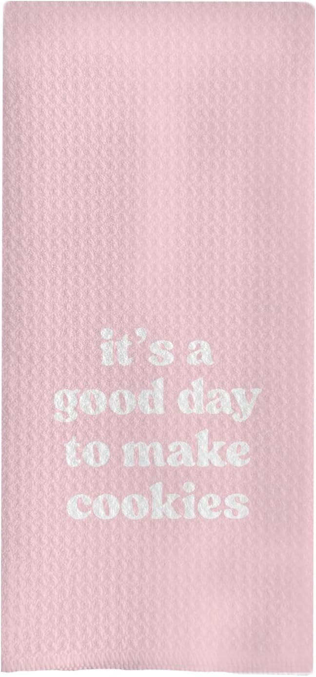 Baking & Cooking Towels, Tea Towels for Bakers & Cooks, Gifts for Cookie Lovers, 16x24 Pink