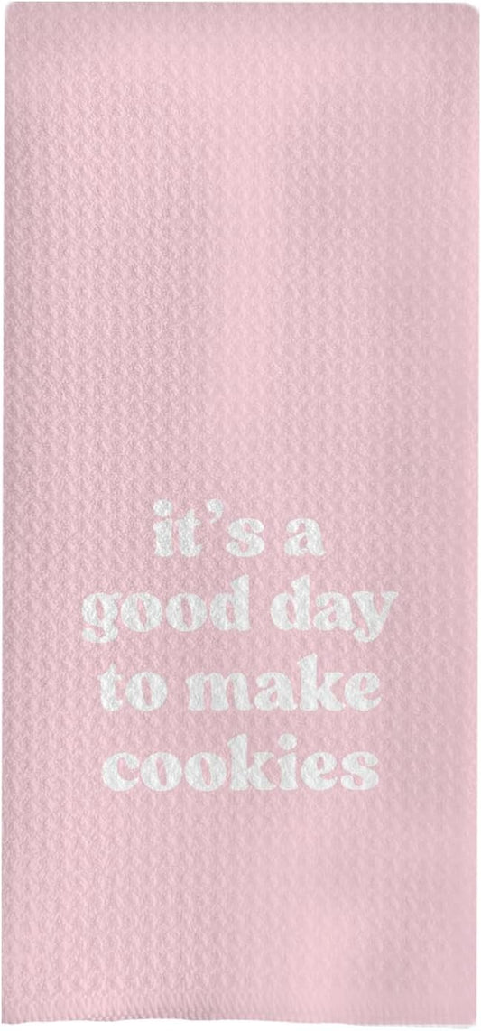 Baking & Cooking Towels, Tea Towels for Bakers & Cooks, Gifts for Cookie Lovers, 16x24 Pink