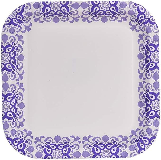 Glad Square Disposable Paper Plates for All Occasions | Soak Proof, Cut Proof, Microwaveable Heavy Duty Disposable Plates | 8.5" Diameter, 50 Count Bulk Paper Plates