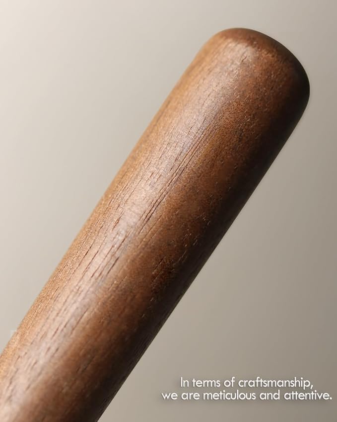 4-Piece Wood Handle Silverware Set - Service for 1, Natural Walnut Wood & 304 Stainless Steel Flatware, Elegant Brushed Finished Brown/Silver Cutlery (1 Set-4 Piece)