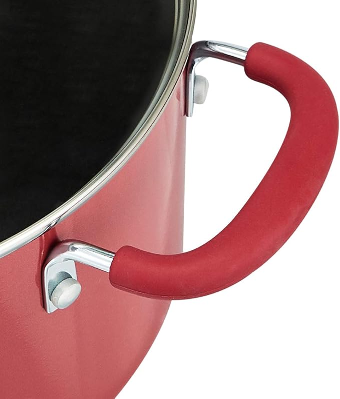 Amazon Basics Aluminum NS 12pc Red cookware set, 12 piece