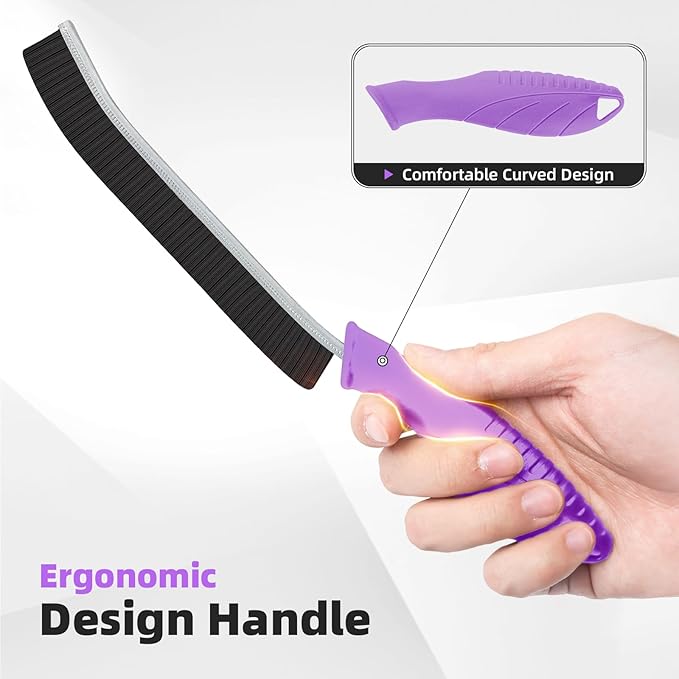 Hard Bristle Crevice Cleaning Brush - Cleaning Supplies - Grout Cleaning Brushes for Household Use - Crevice Cleaning Tool for Bathroom, Home and Kitchen (3, Purple)