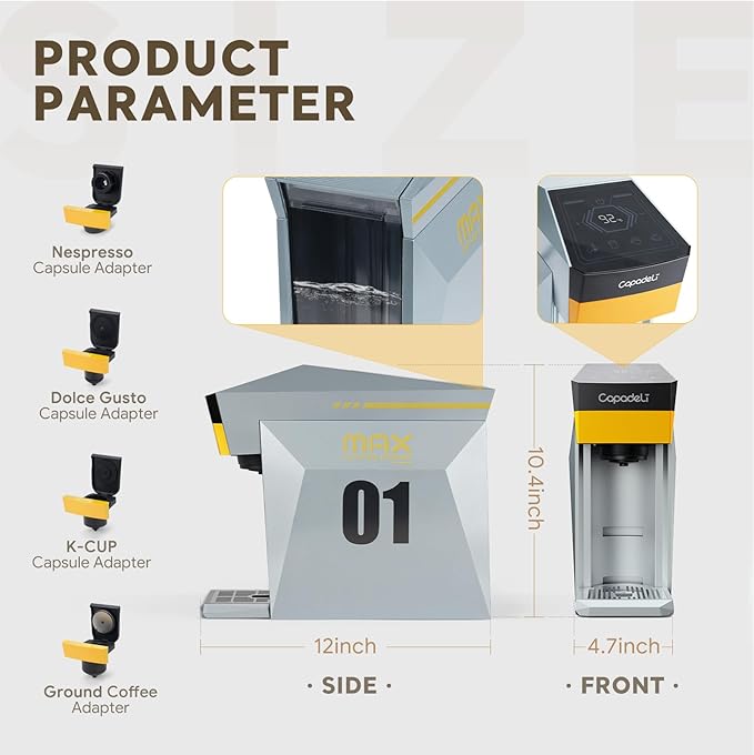 BENFUCHEN 4 in1 Single Serve Coffee Maker, 19 Bar Espresso Maker Coffee Machine ForKCup/N espresso OriginalLine Capsules/Dolce Gusto/Ground Coffee, Cloud Gray