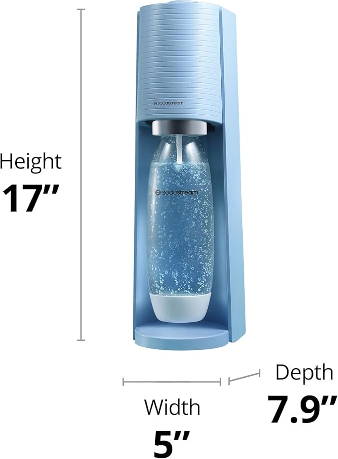 SodaStream Terra Sparkling Water Maker (Misty Blue) with CO2, DWS Bottle and Bubly Drop