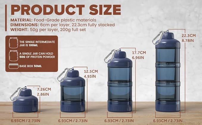 BYLWORKOUT 3-Layer Protein Powder Travel Container with Funnel and Keychain | Portable Food Storage Organizer for Gym, Fitness, Kitchen, Camping, Hiking, and Travel (Pink)