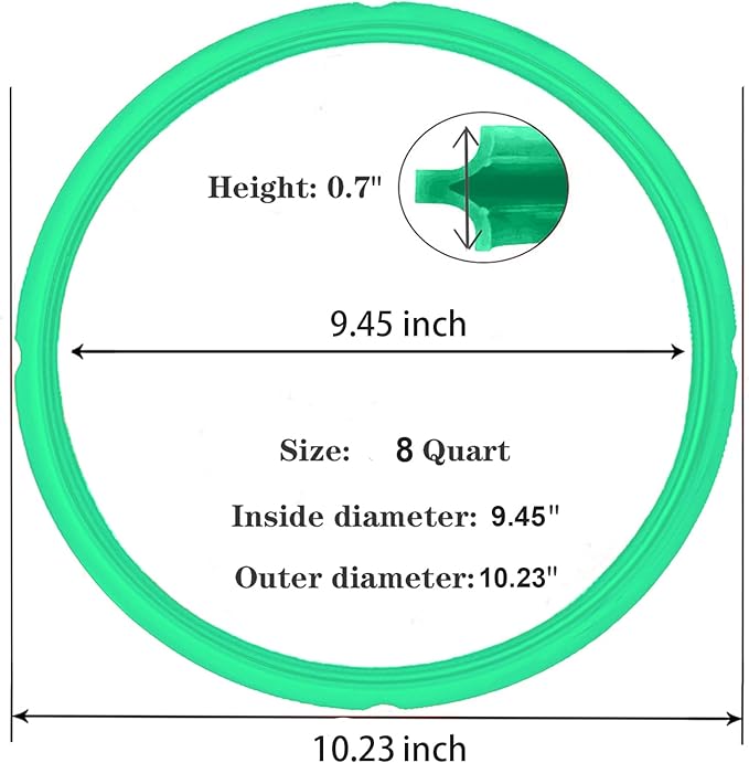 2 Pack Sealing Ring 8 Qt for Instant Pot Sealing Rings for 8Qt Insta Pot, Food-grade Silicone Instantpot 8Qt Sealing Ring, With 2 Float Valve Caps, for Instant Pot 8 Quart, Clear and Green