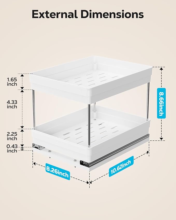 Nieifi Spice Organization for Cabinet-Vertical Spice Rack Pull Out-Spice Rack Organizer for Cabinet-8-1/4 inch Wide-Seasoning Kitchen Organizer-8.26" W x 10.6" D x 8.7" H-1 Pack-2 Tier