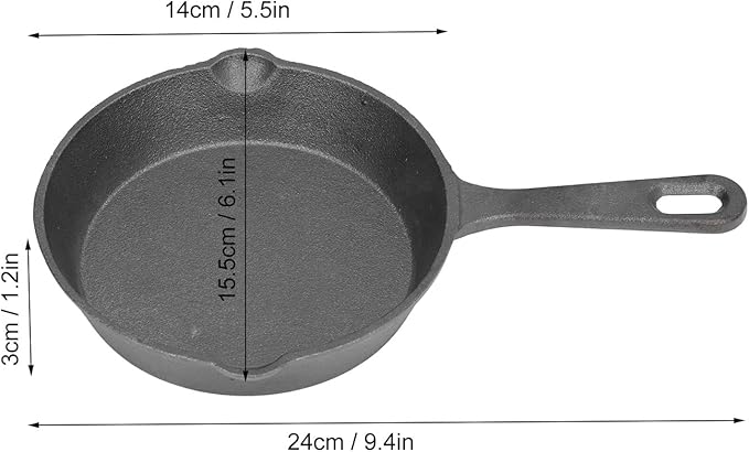 14cm Cast Iron Frying Pan, Pre Seasoned Small Skillets Nonstick Frying Pan Small Egg Skillet Flat Bottomed for Stovetop Oven Grill