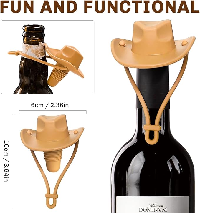 Cowboy Hat Silicone Wine Stopper -Wine Accessories Gifts for Adults-Funny Kitchen Gadgets Gifts for Wine Lover