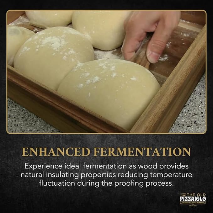 Wooden Pizza Dough Proofing Box w/Lid – 16” x 12” – Made From Natural Acacia Wood – 2-Pack
