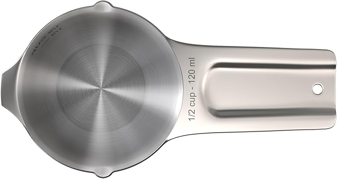 Color Up ½ Cup Measuring Cup (120 ml) – Premium Chrome Stainless Steel, Accurate for Wet & Dry Ingredients, Embossed Markings, Easy-Pour Spouts, Dishwasher-Safe, Kitchen Essential