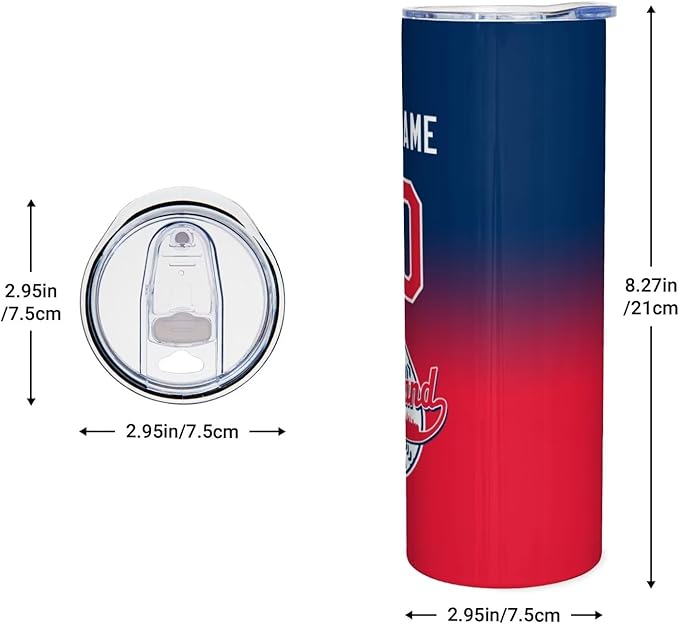 Custom Tumbler Stainless Steel Cup Personalized Baseball Vacuum Insulation Travel Mug Add Your Name Number Fans Gift for Baseball Fans