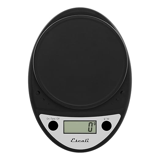 Escali Primo Digital Food Scale Multi-Functional Kitchen Scale and Baking Scale for Precise Weight Measuring and Portion Control, 8.5 x 6 x 1.5 inches, Black