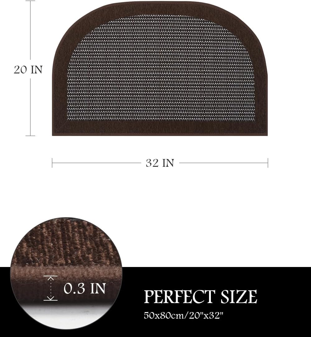 PADOOR Kitchen Mats for Floor, Kitchen Rugs Non Slip Washable, Half Circle Kitchen Floor Mat Sink Rug Rubber Backed Super Absorbent, 20”x32” Dark Brown