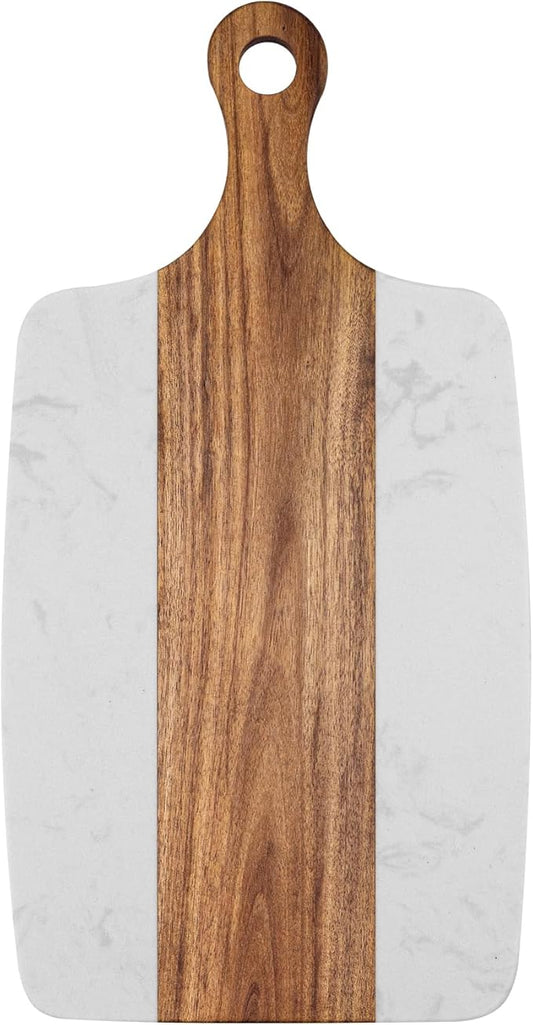 Marble charcuterie board: Acacia wood marble chopping board - suitable for kitchen, great gift for friends (white)